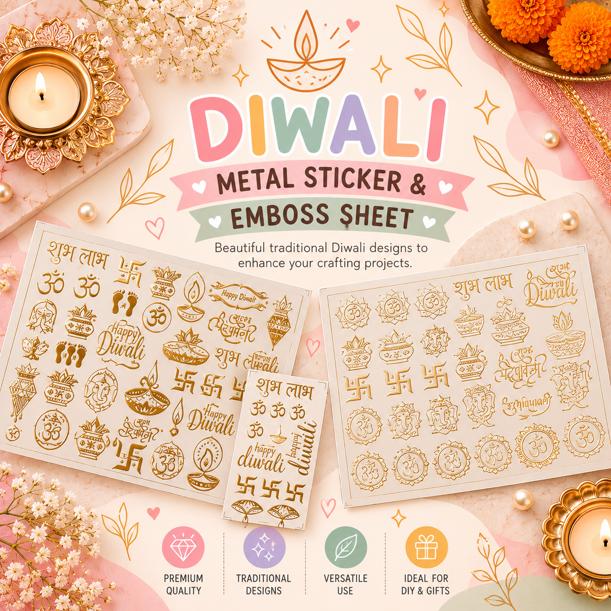 Diwali Metal & Emboss Sticker