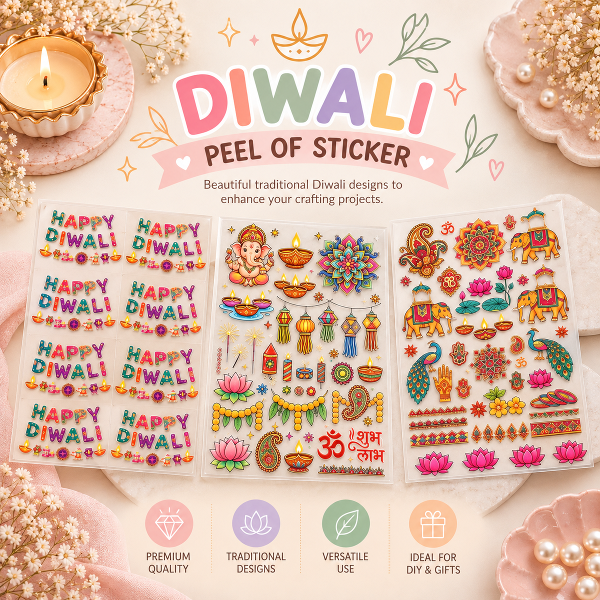 Diwali Peel of Sticker