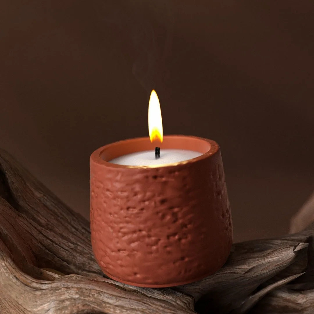 Round Stone Patterned Candle Cup Mould