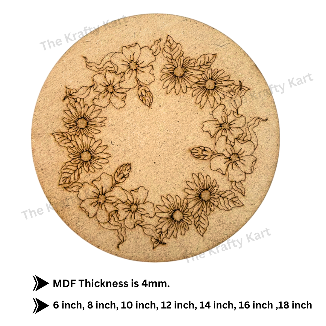 Pre Marked Round Flower Mdf (B)
