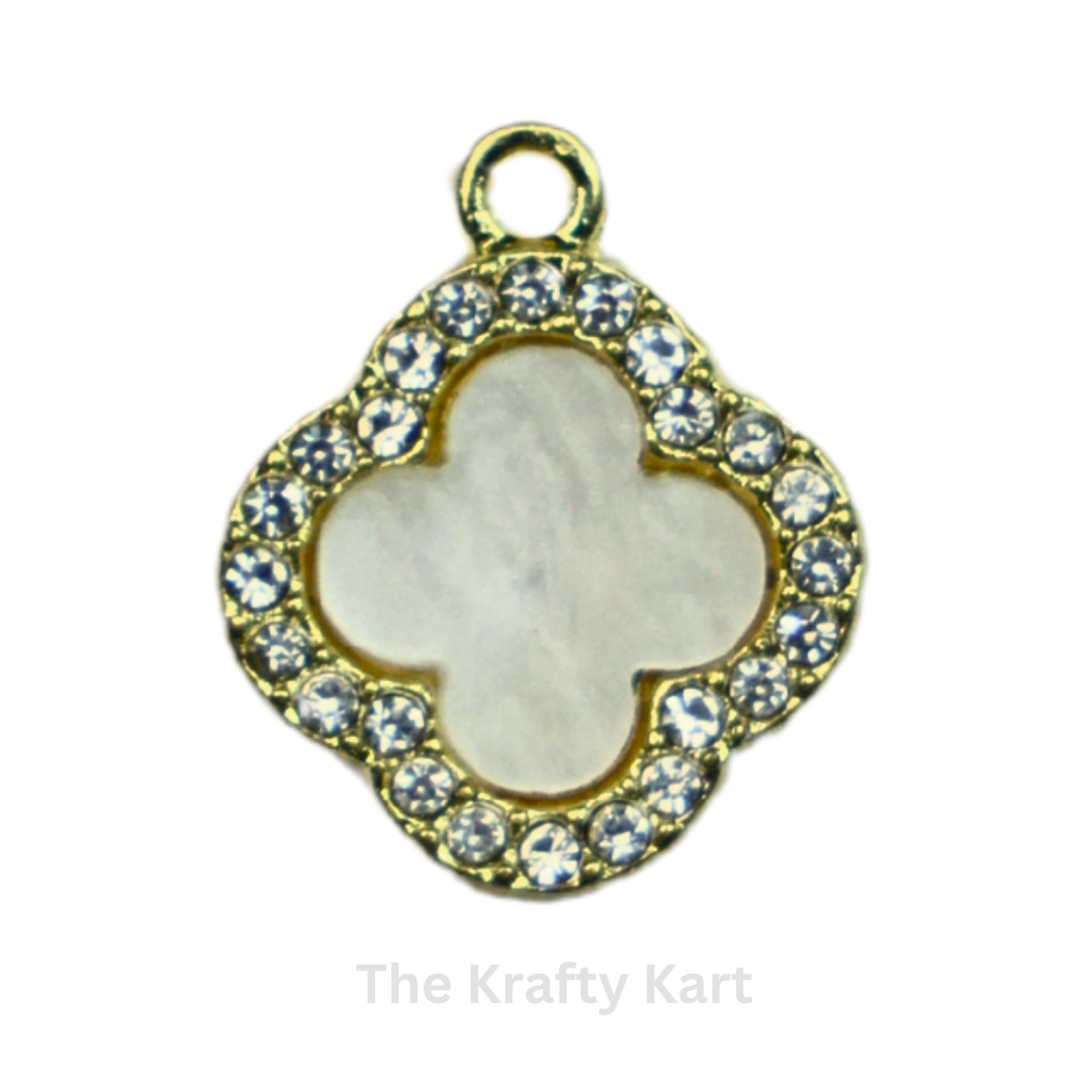 Mother Pearl Diamond Clover Charm