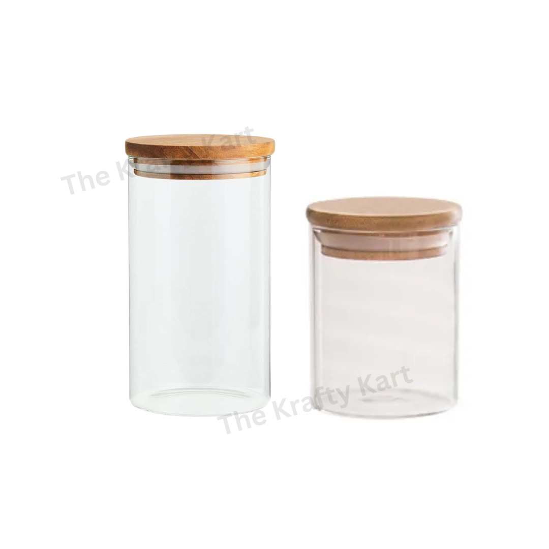 Round Jar With Wooden Tin For Candle
