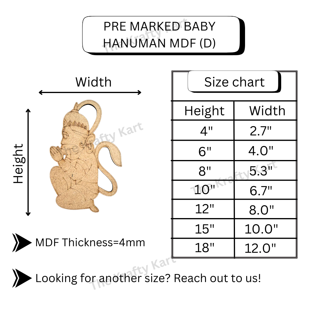Pre Marked Baby Hanuman Mdf (D)