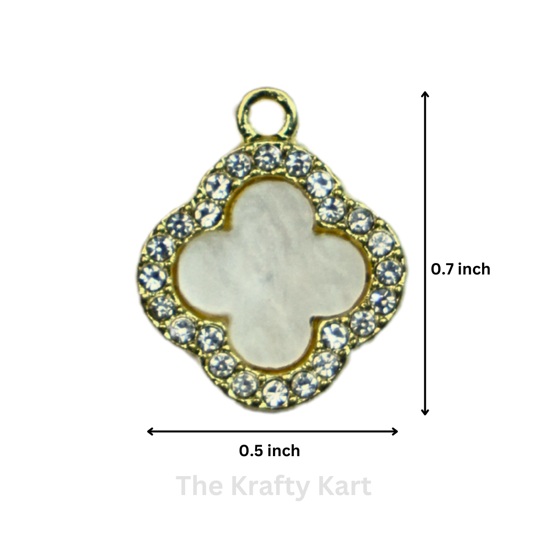 Mother Pearl Diamond Clover Charm