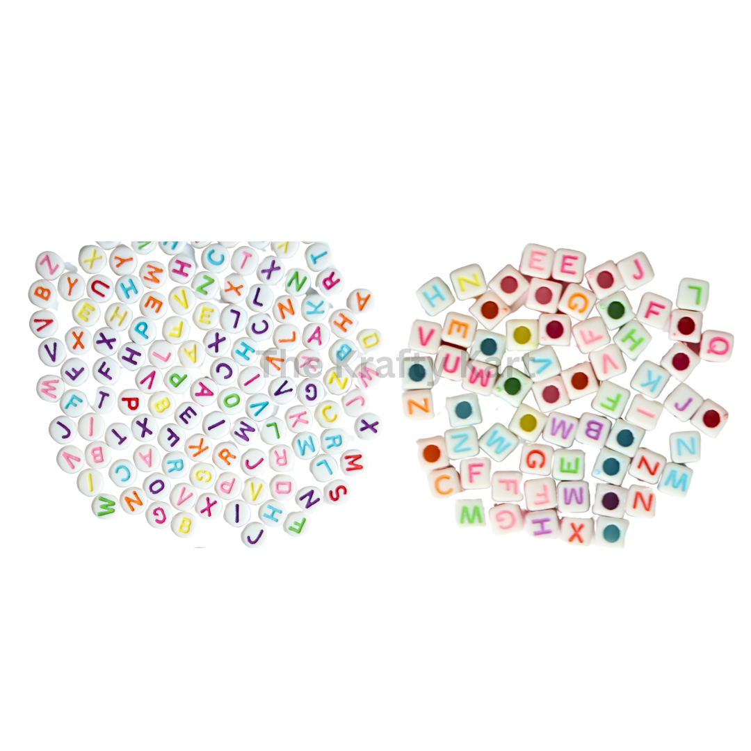 Beads - White & Colourful Alphabet