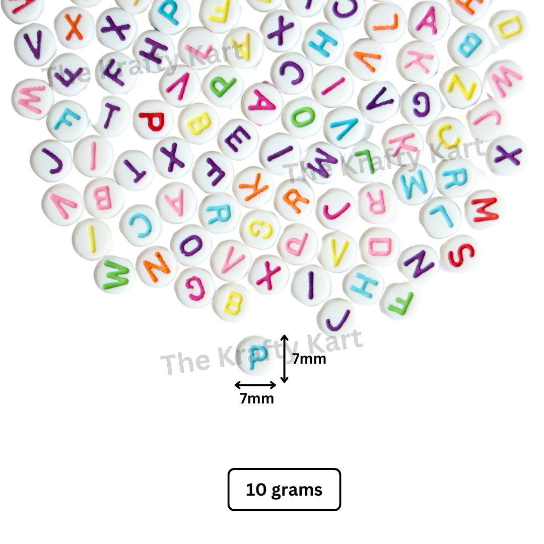 Beads - White & Colourful Alphabet