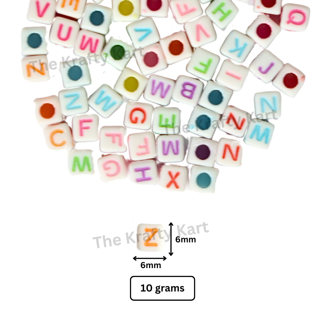 Beads - White & Colourful Alphabet