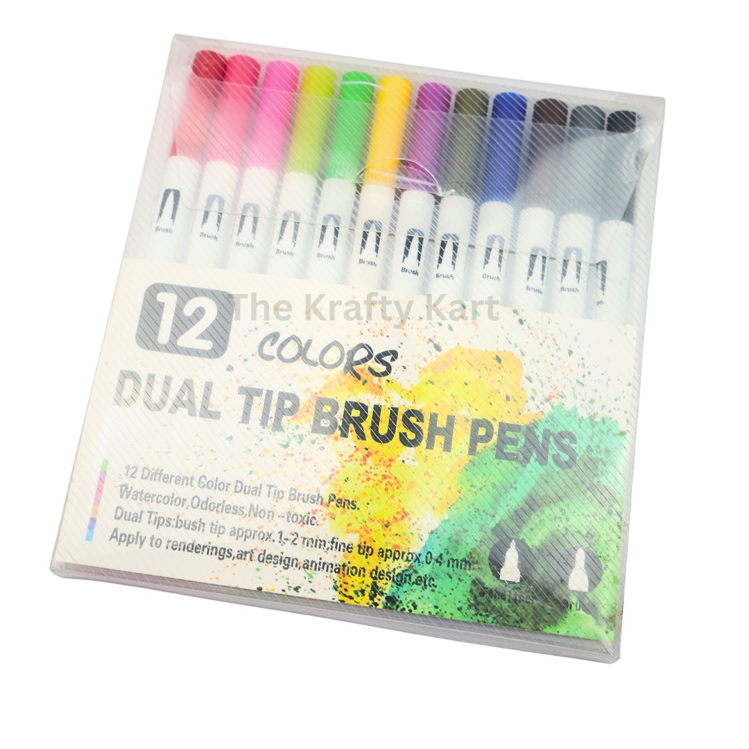 Dual Tip Brush Pen (12PCS)