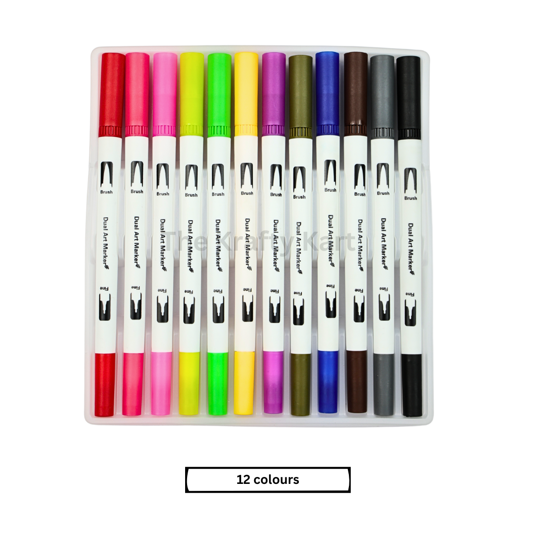 Dual Tip Brush Pen (12PCS)