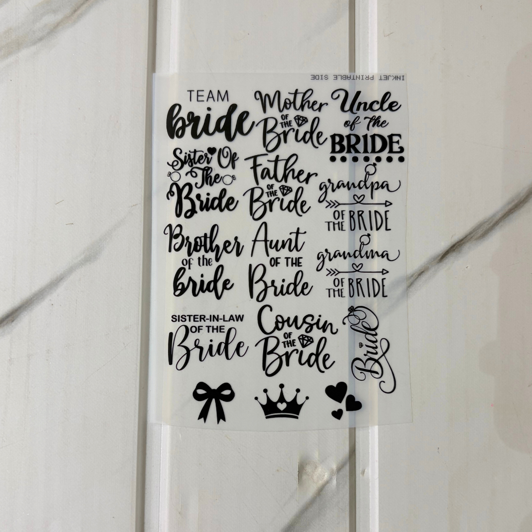 Insert Sheet - Team Bride