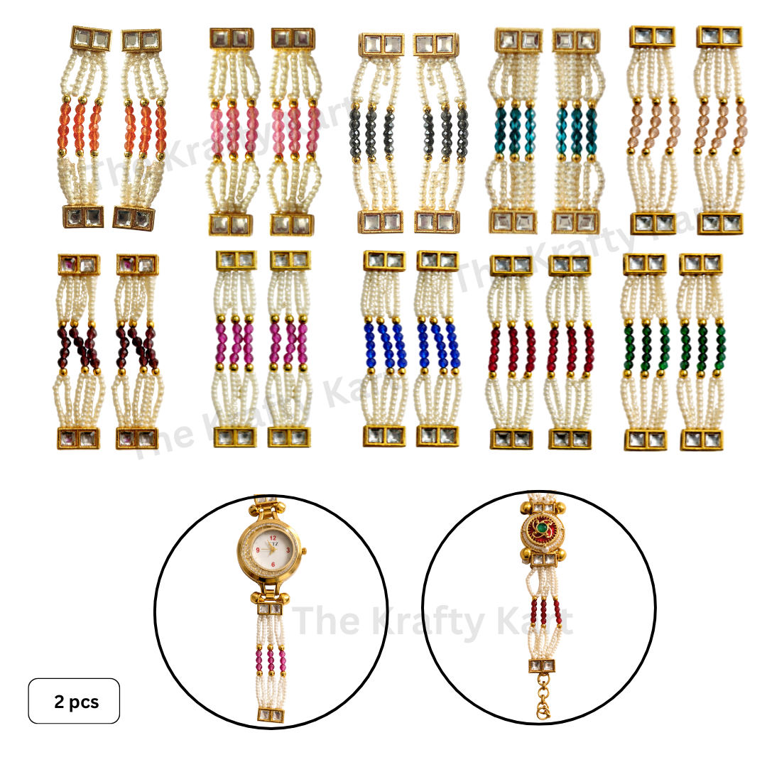 Colourful Moti Bracelet Chain (2pcs)