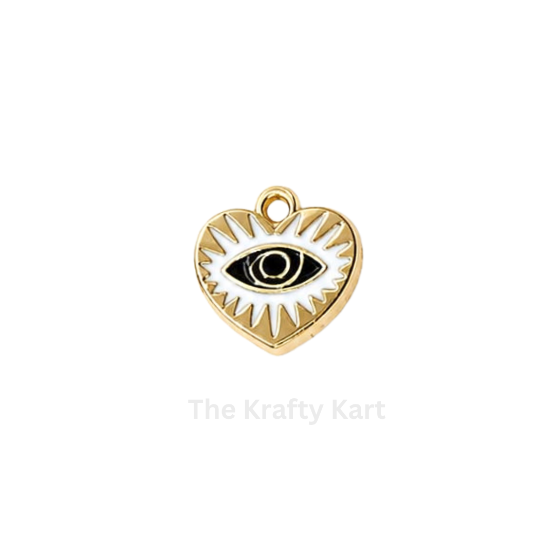 Anti Tarnish Charm - Golden Heart With Evil Eye