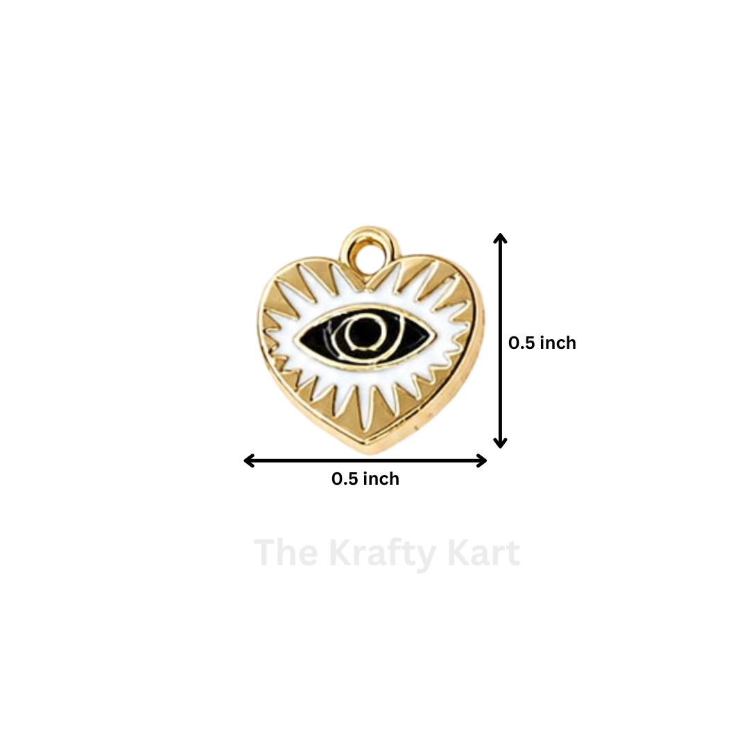 Anti Tarnish Charm - Golden Heart With Evil Eye