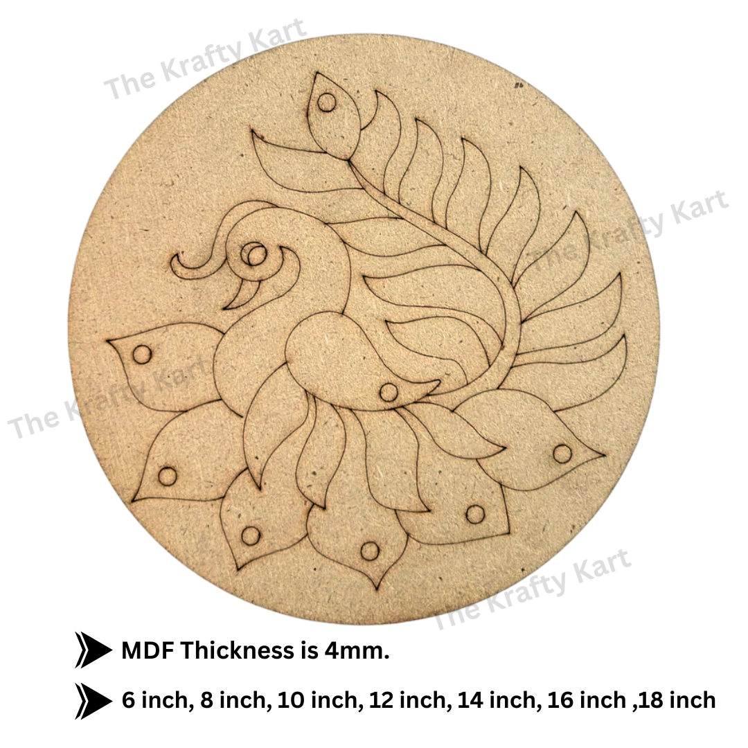 Pre Marked Round Peacock Mdf (A)