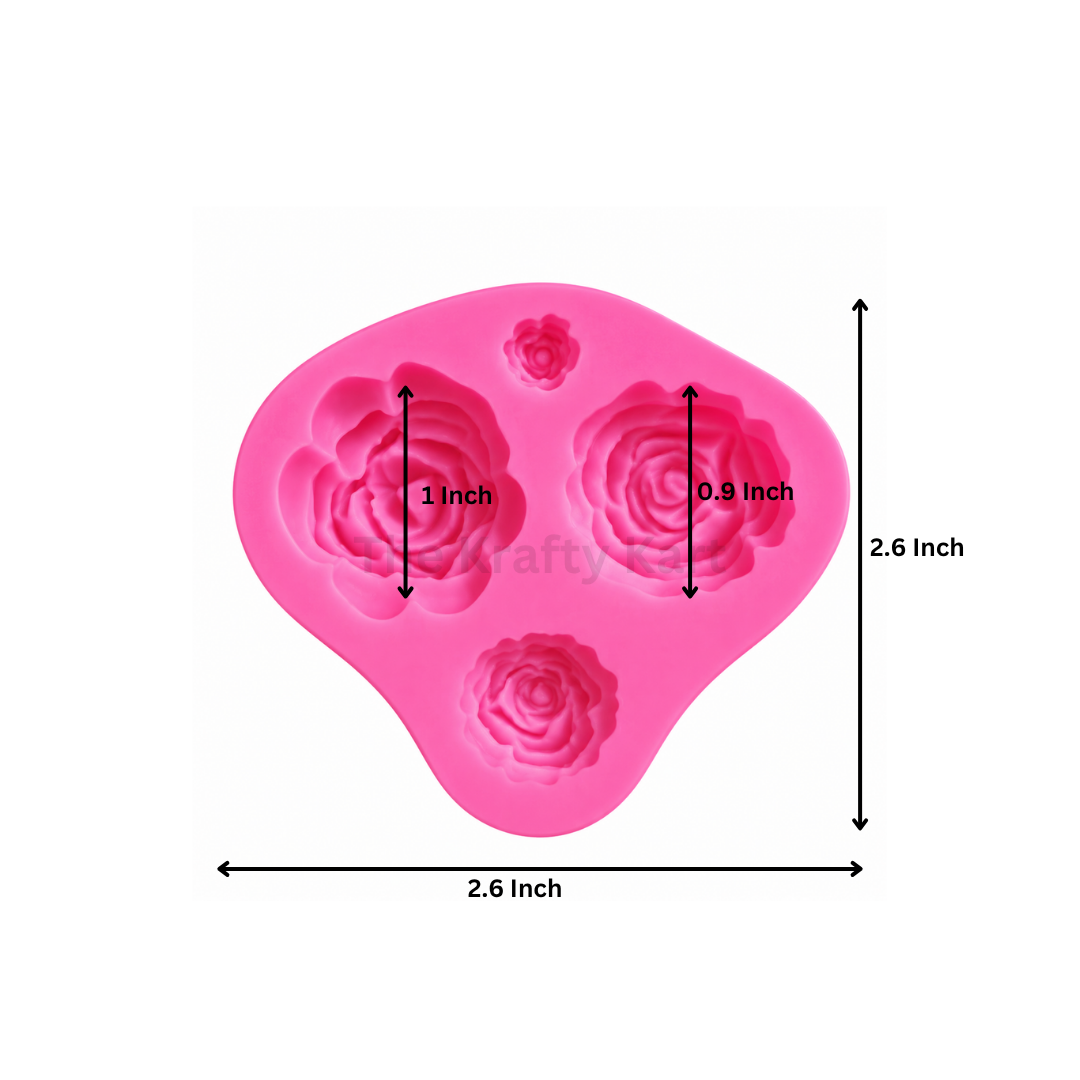 4 Cavity Rose Flower Handmade Mould