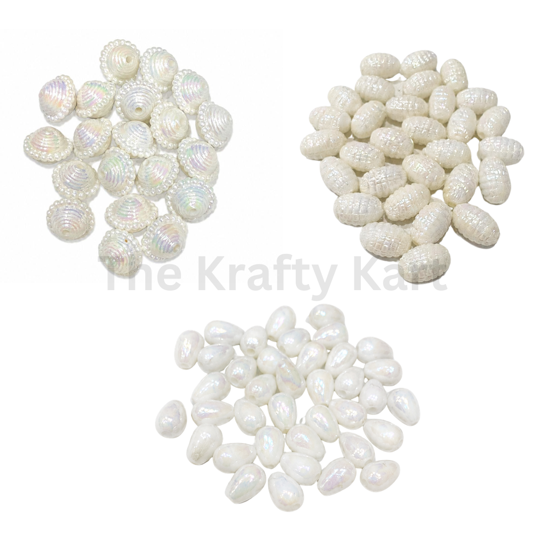 Shiny White Rakhi Beads