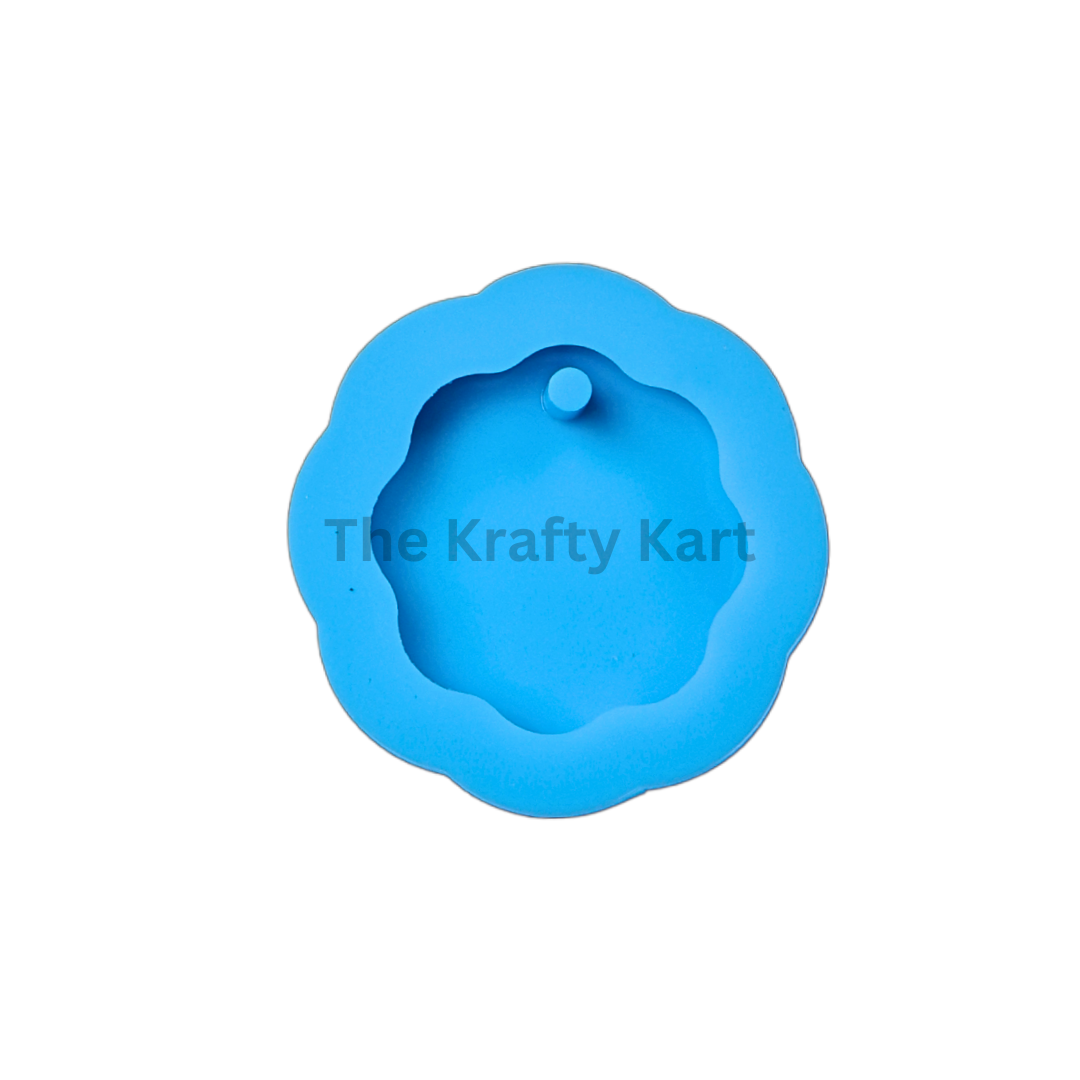 Cute Flower Border Keychain Blue Mould