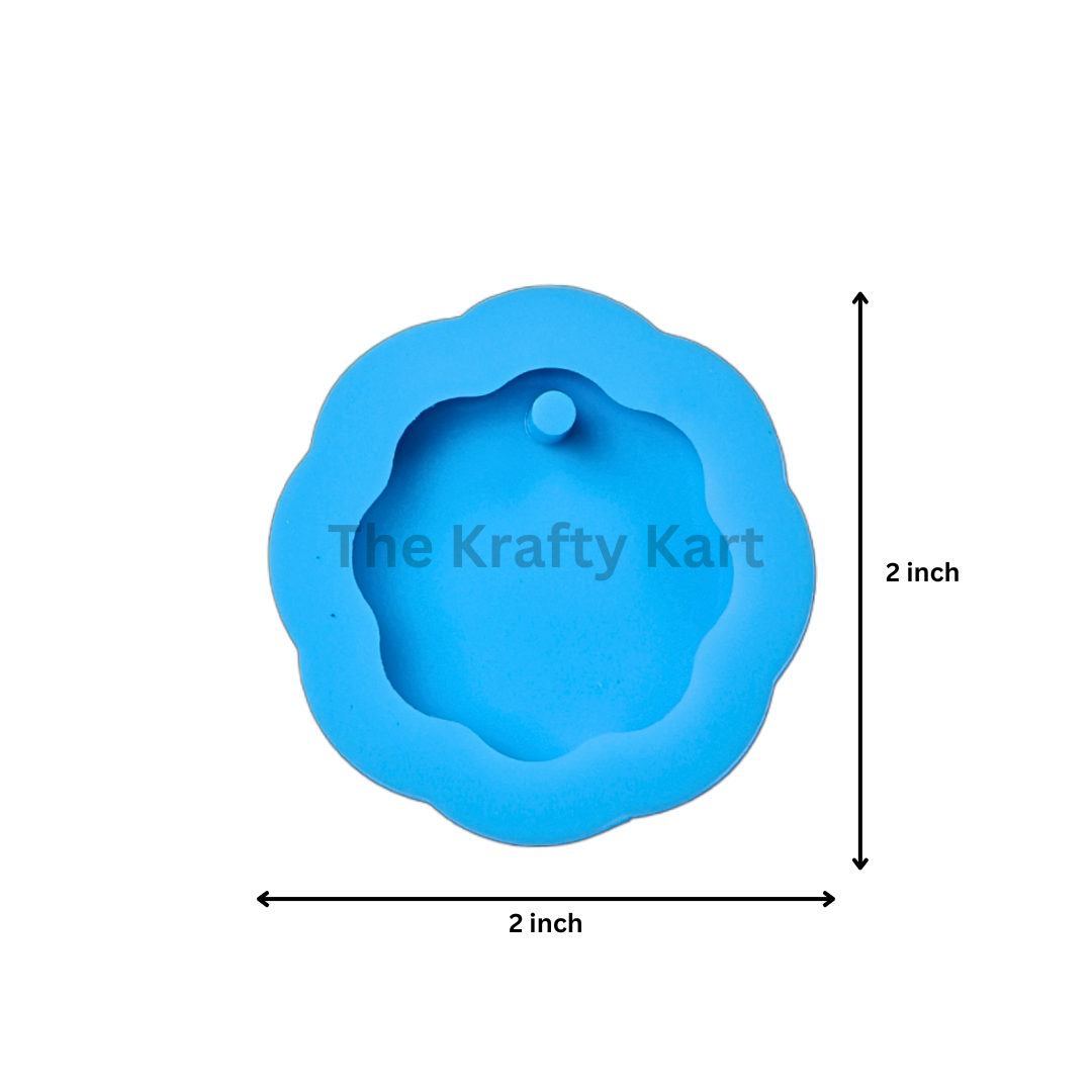 Cute Flower Border Keychain Blue Mould