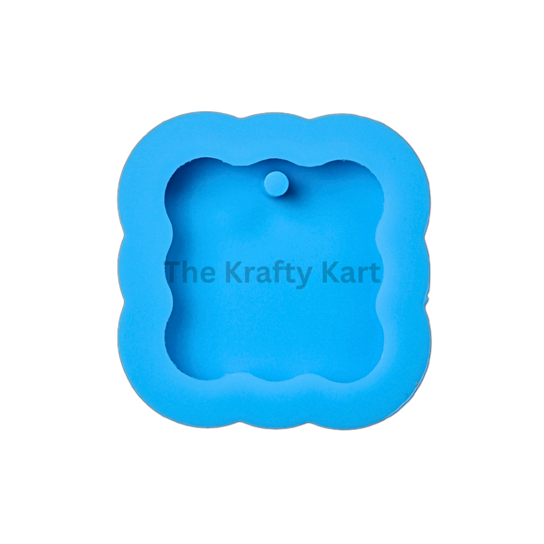 Zigzag Square Border Keychain Blue Mould