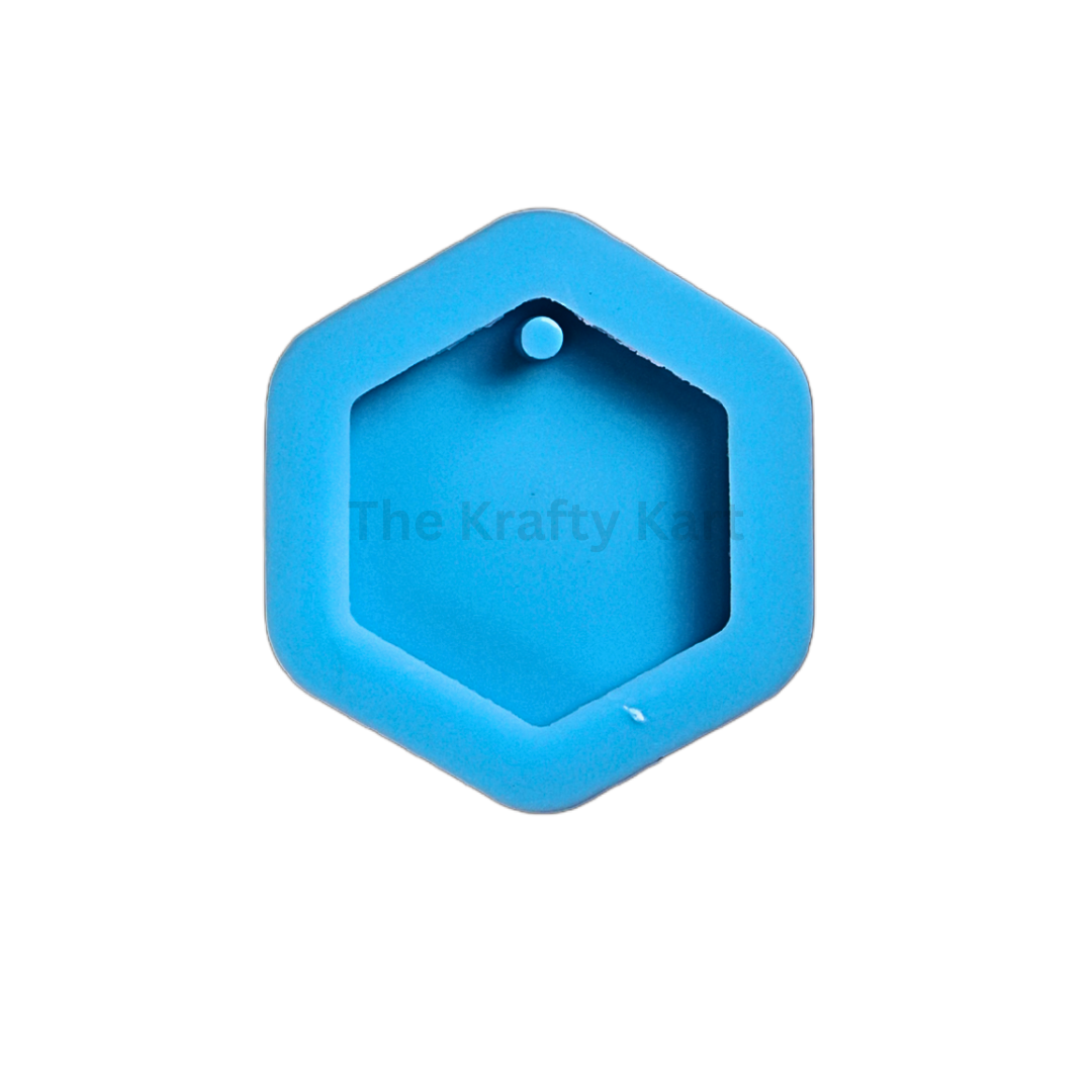 Hexagon Border Keychain Blue Mould