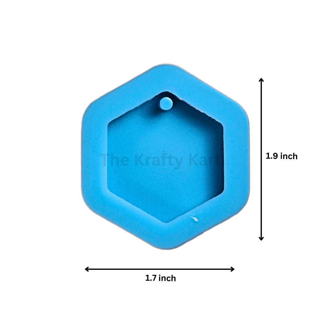 Hexagon Border Keychain Blue Mould