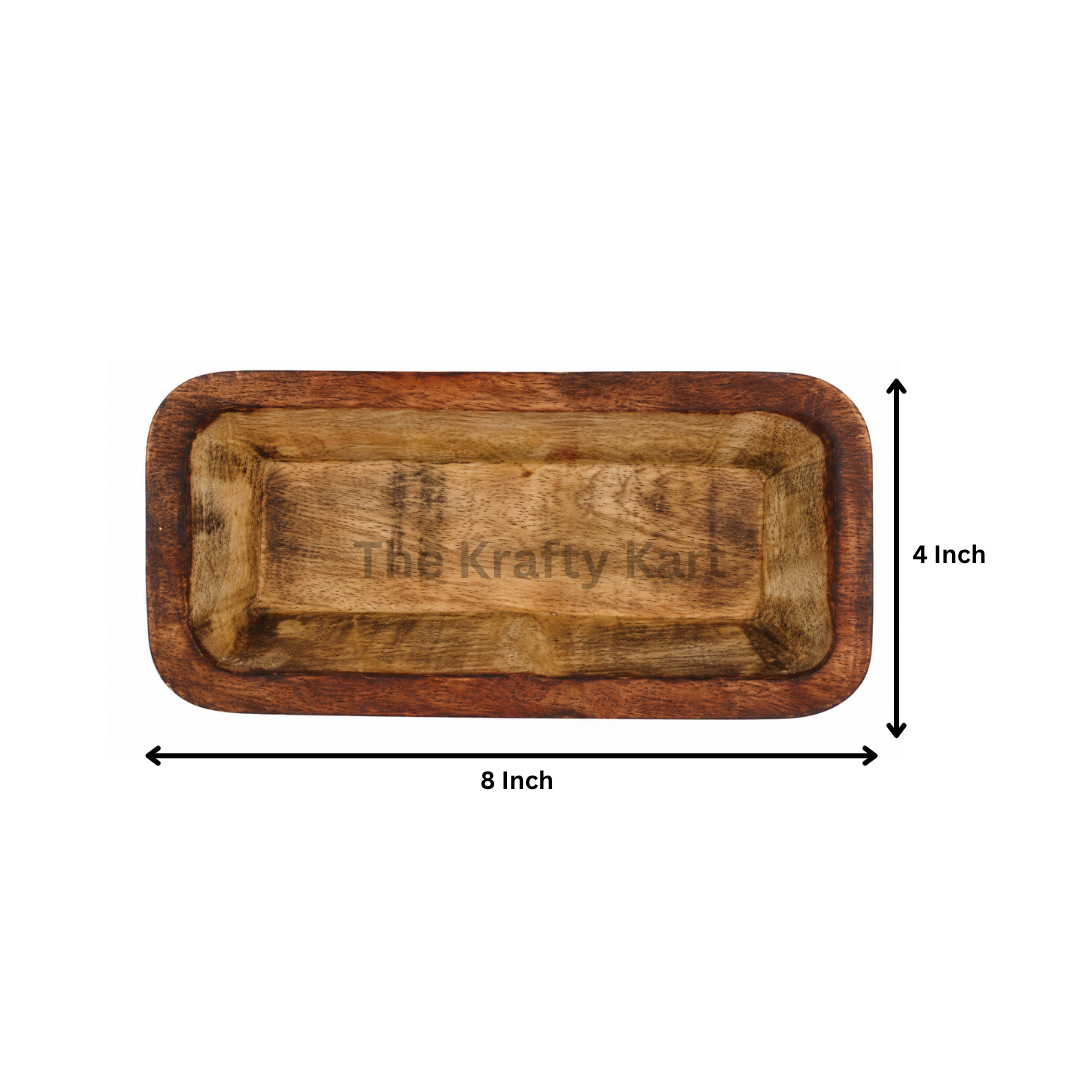 Wooden Candle Rectangle Boat Bowl