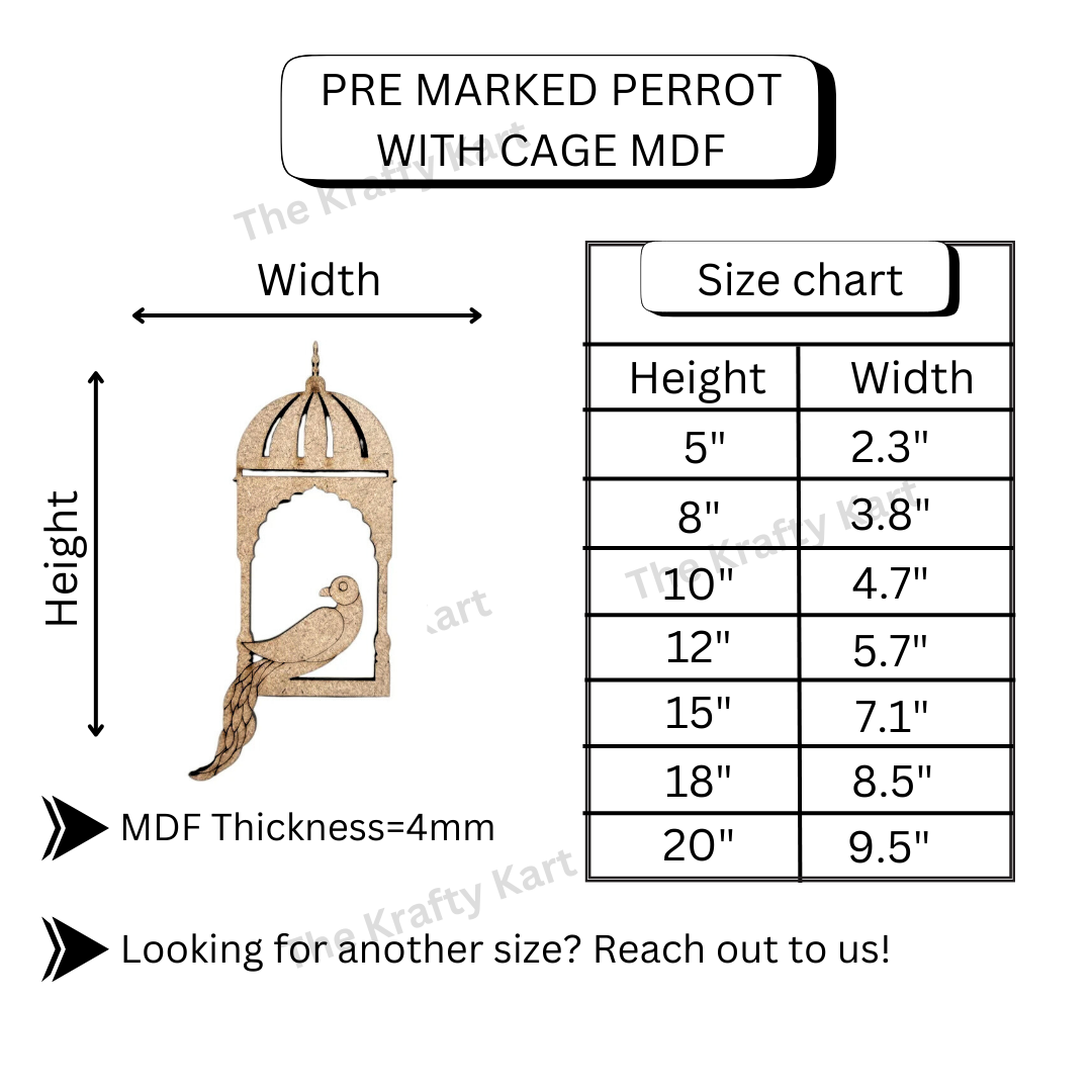 Pre Marked Parrot With Cage Mdf
