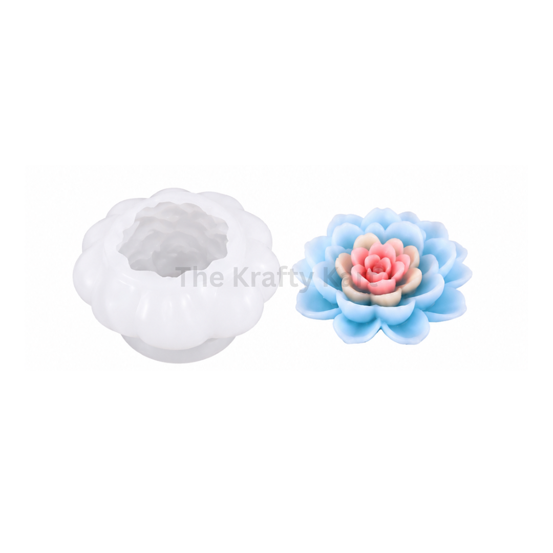 3D Lotus Bloom Candle Mould (C)