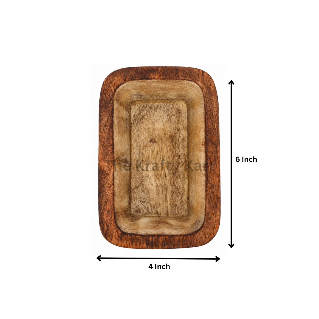 Wooden Candle Rectangle Boat Bowl