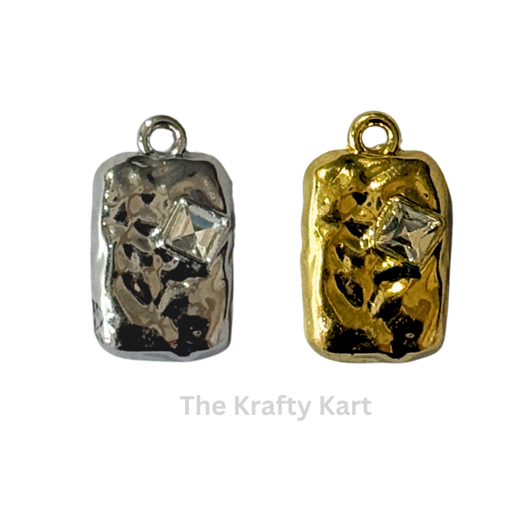 Anti-Tarnish Rectangle Diamond Charm Pendant
