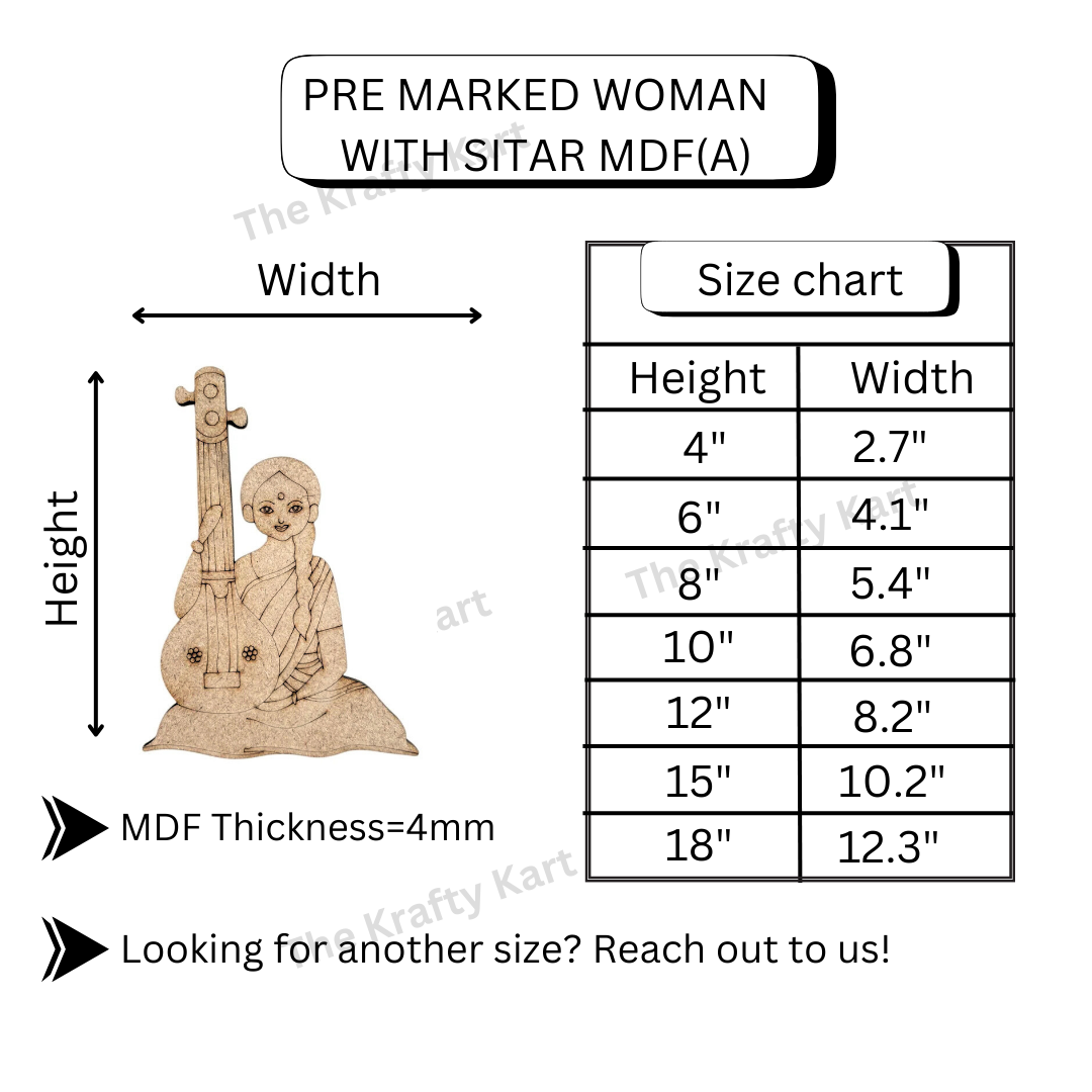 Pre Marked Woman With Sitar Mdf  (A)