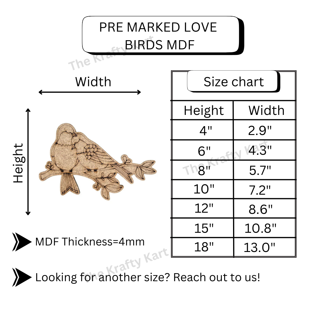 Pre Marked Love Birds Mdf