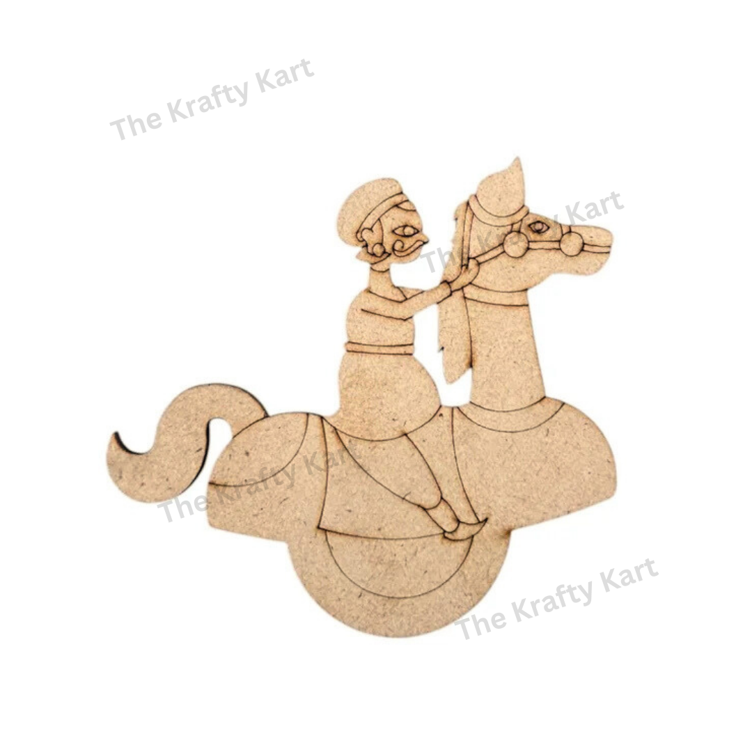 Pre Marked Rajasthani Man Horse Riding Mdf