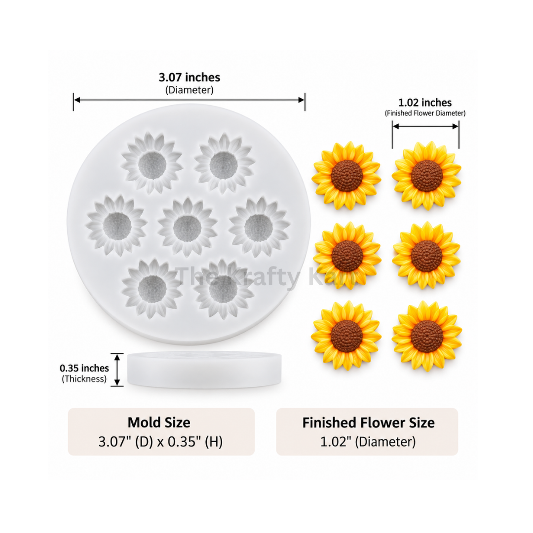 6 Cavity 3D Sunflower Handmade Mould