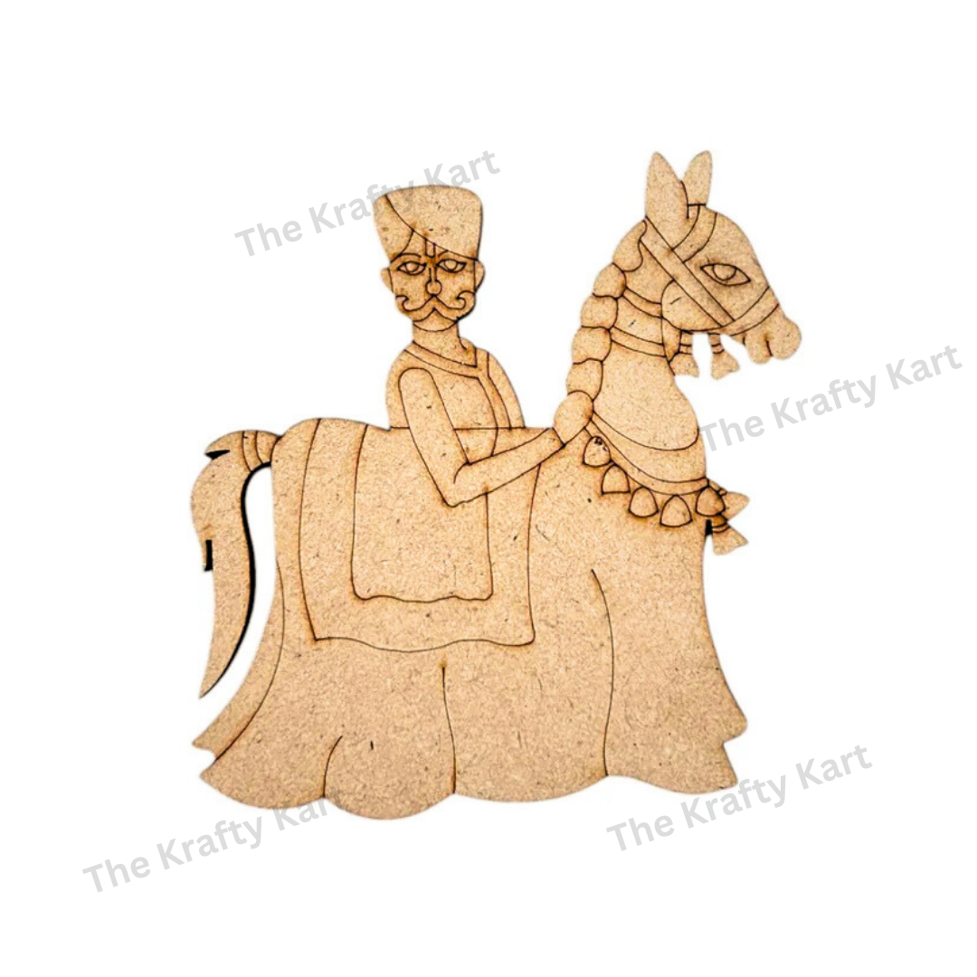 Pre Marked Rajasthani Man Horse Dance Mdf