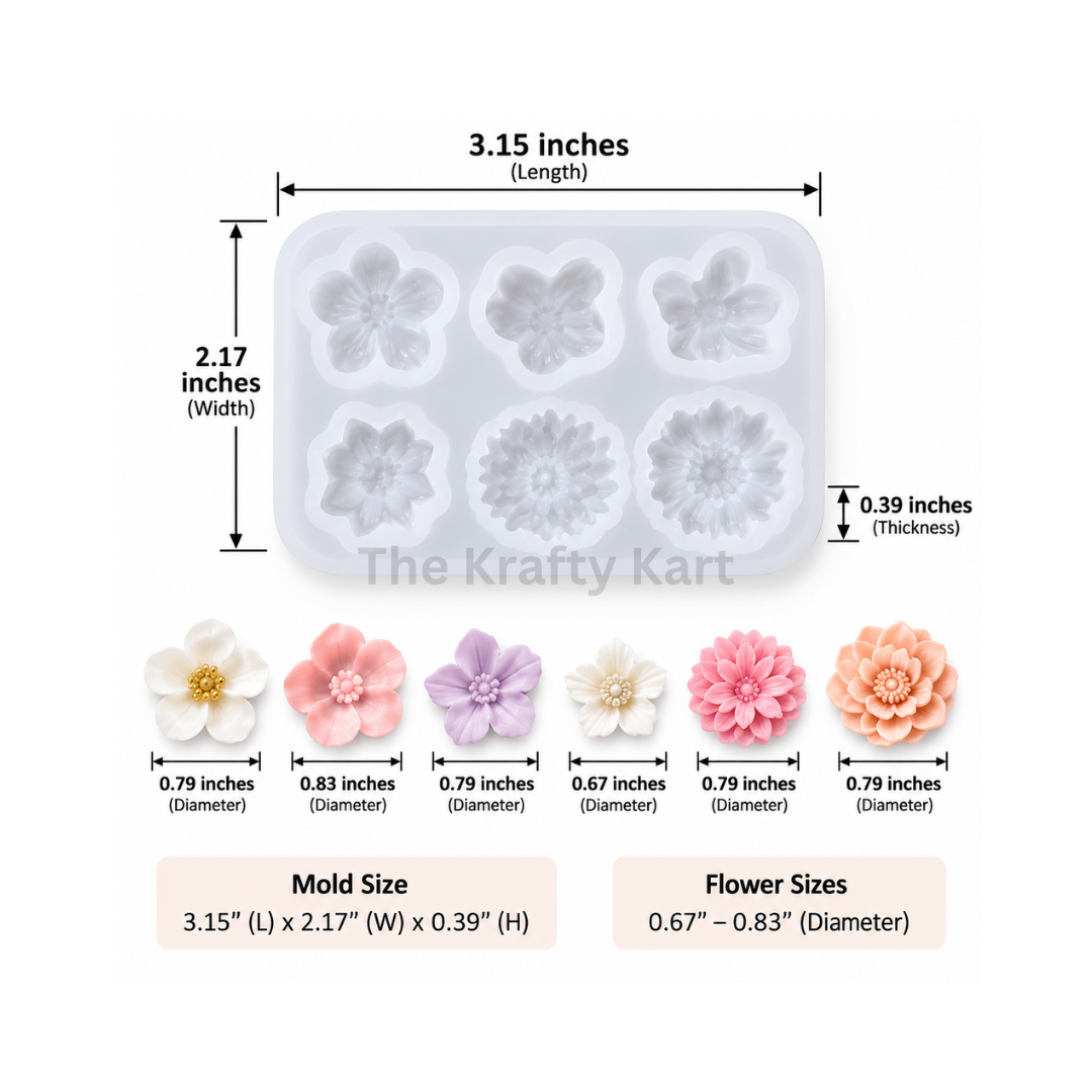6 in 1 3D Flower Mould