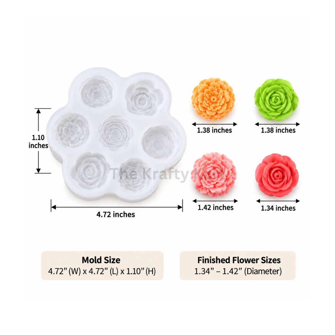 7 Cavity 3D Mix Flower Handmade Mould