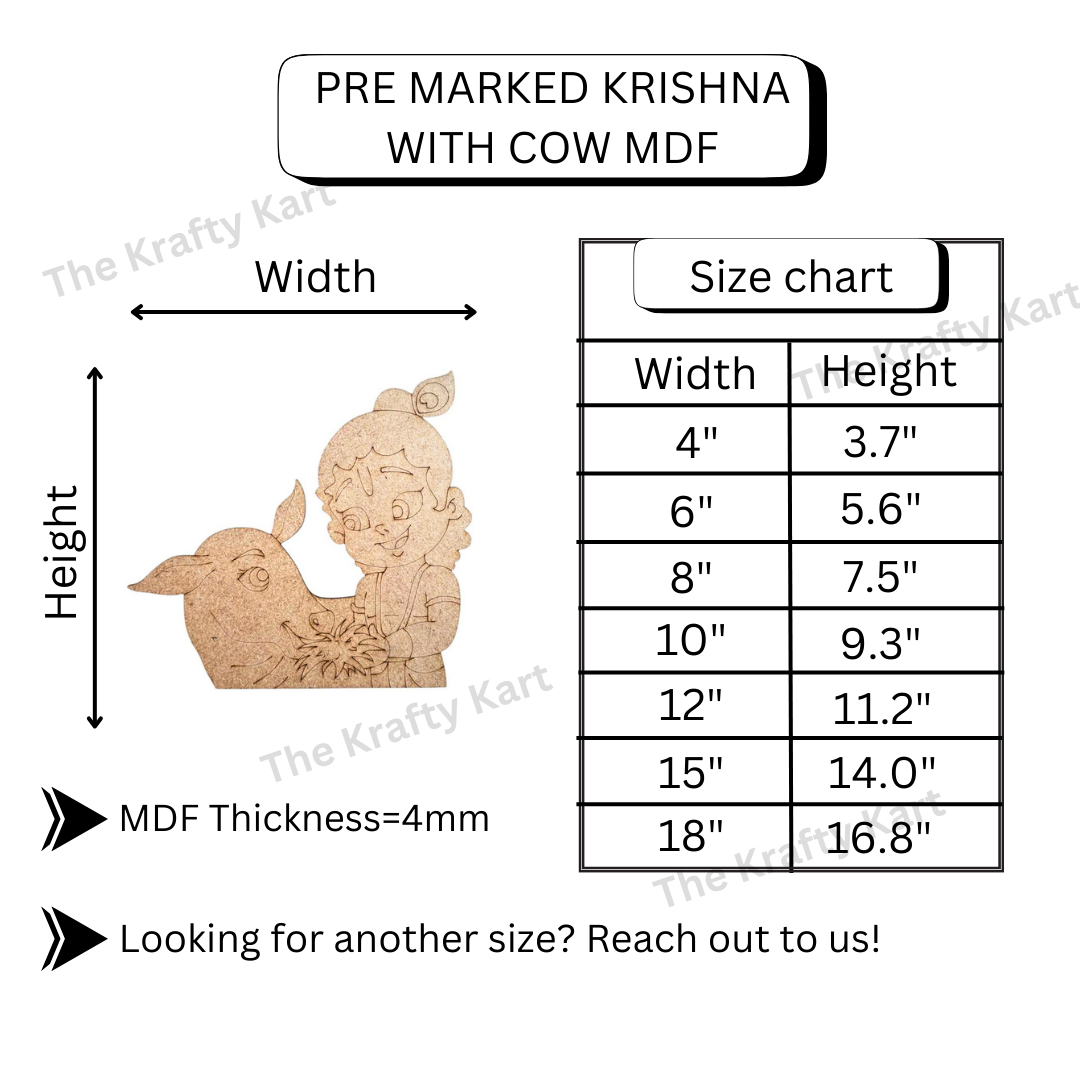 Pre Marked Krishna With Cow Mdf