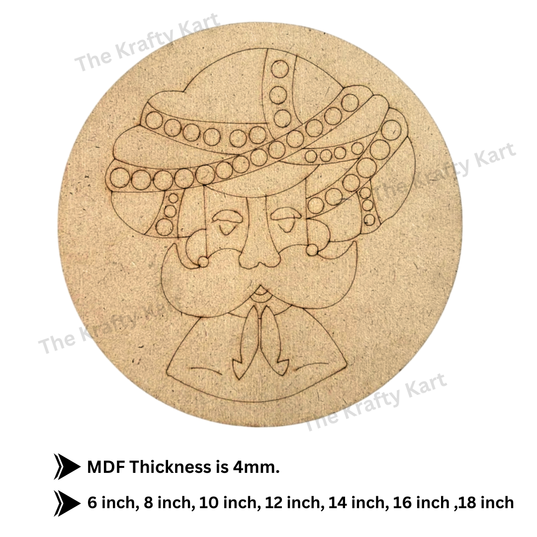 Pre Marked Round Rajasthani Man Mdf