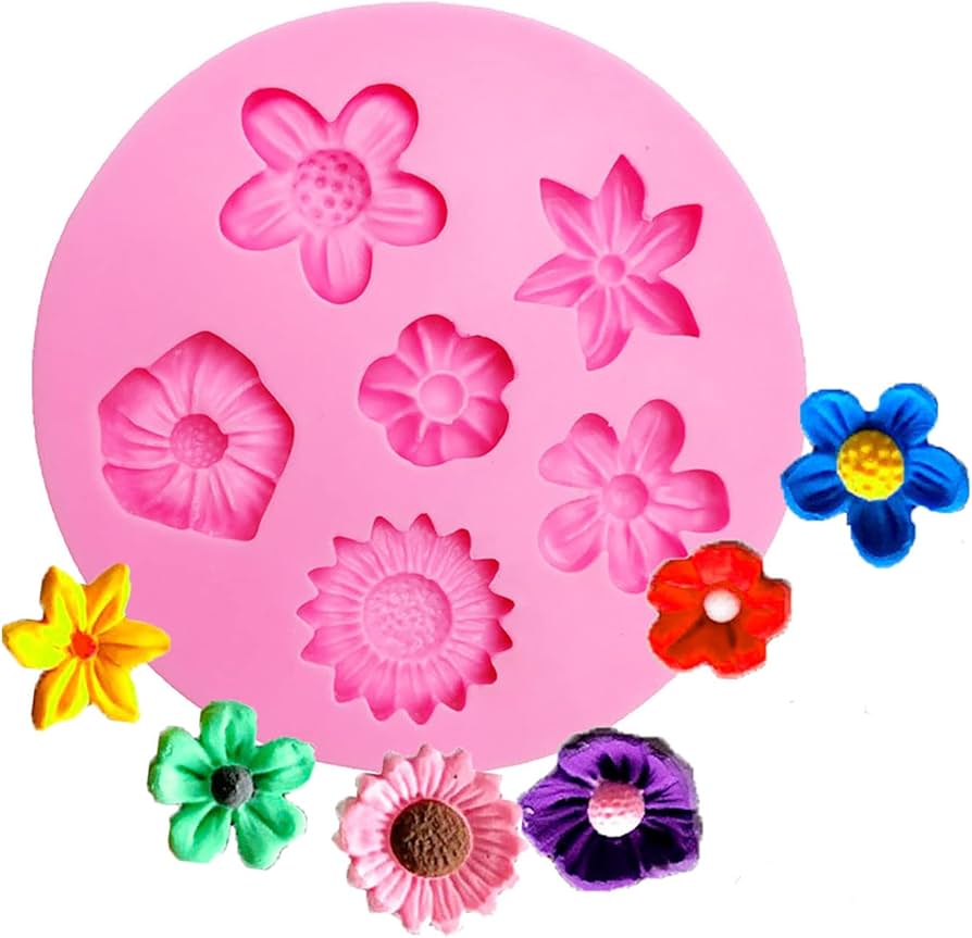 5 Cavity Flower Pink Candle Mould