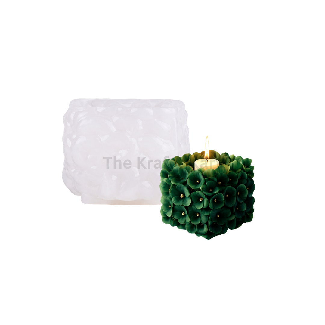 Floral Cluster Cube Candle Mould