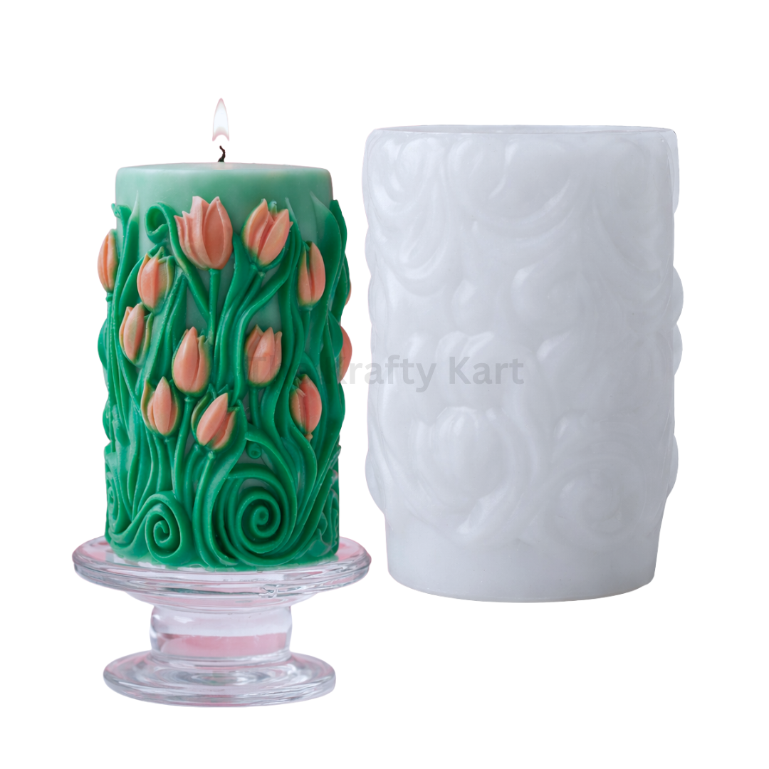 Tulip Floral Pillar Candle Mould