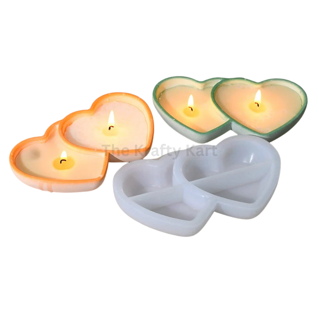 Double Heart Candle Cup Mould