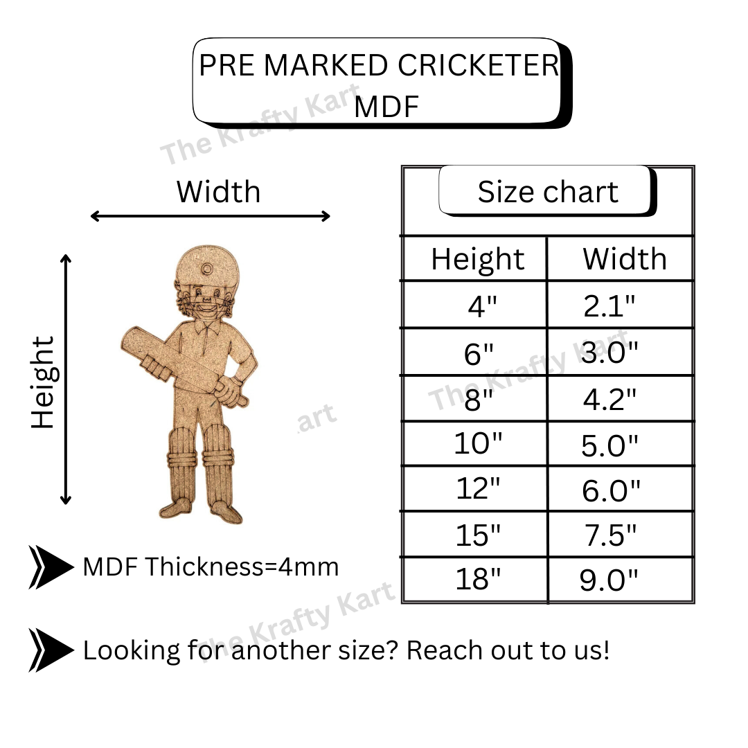 Pre Marked Cricketer Mdf