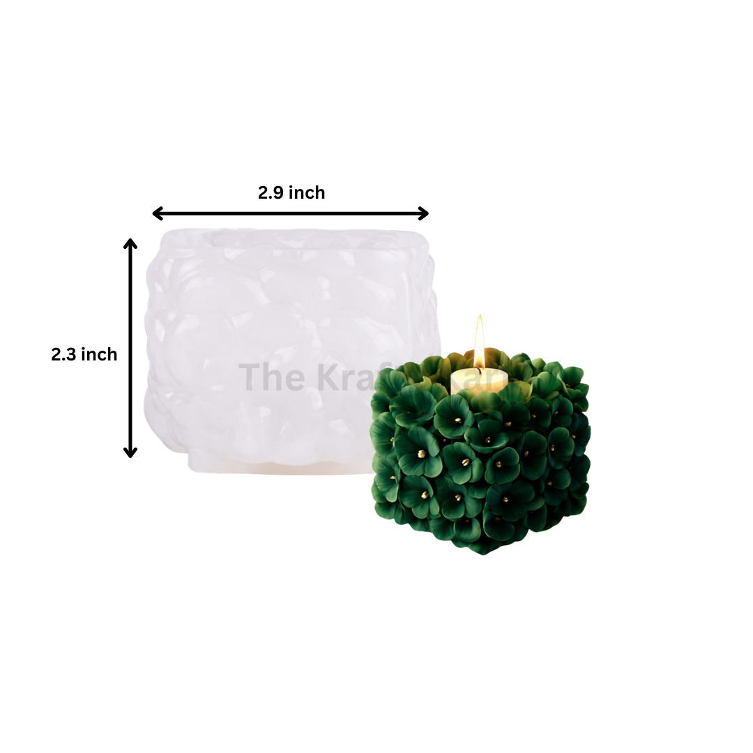 Floral Cluster Cube Candle Mould