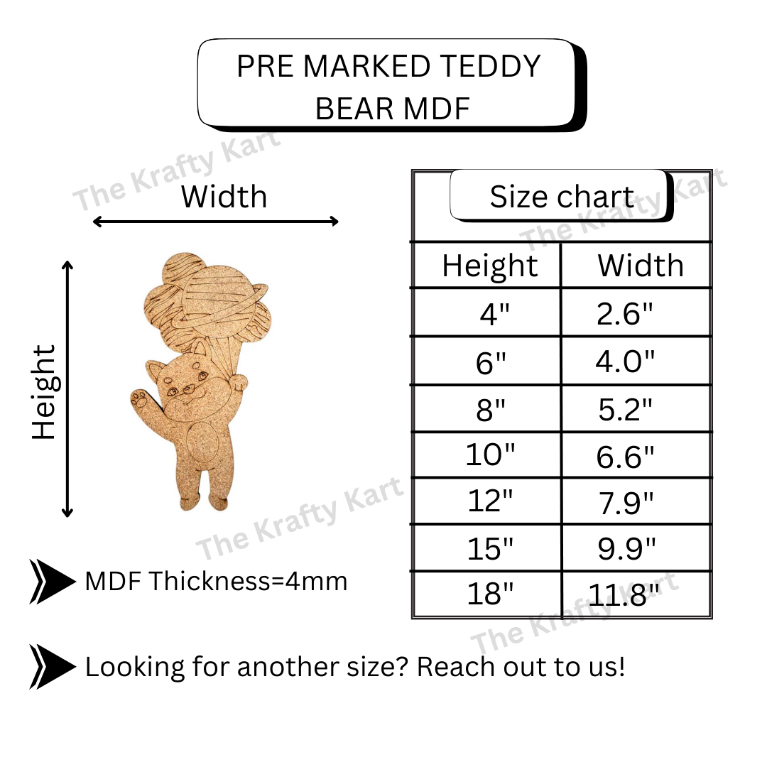 Pre Marked Teddy Bear Mdf
