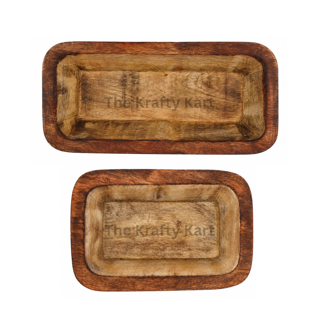 Wooden Candle Rectangle Boat Bowl