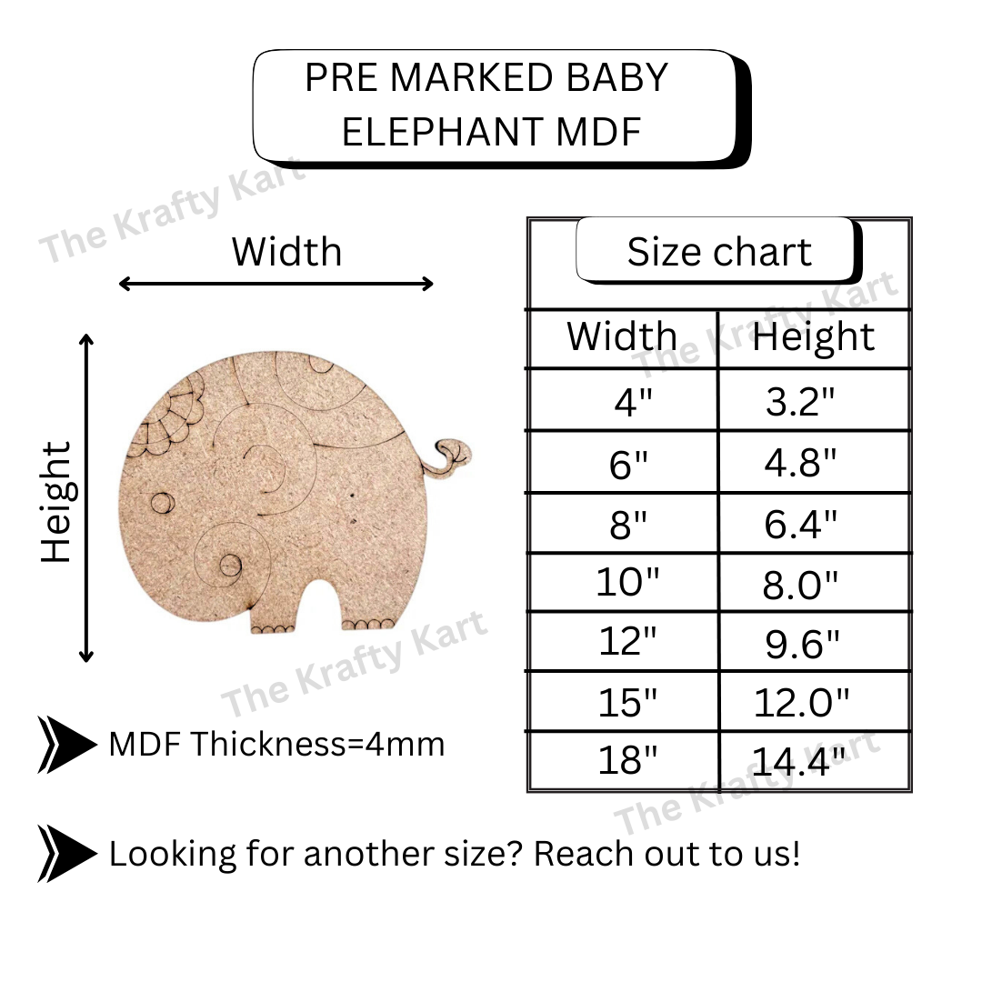 Pre Marked Baby Elephant Mdf