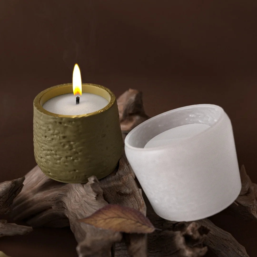 Round Stone Patterned Candle Cup Mould