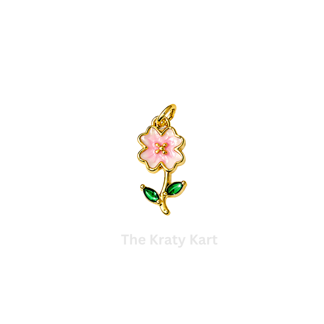 Anti-Tarnish Flower Charm Pendant (B)